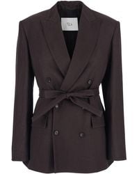 Tela - Double-Breasted Jacket With Peak Revers - Lyst