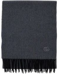 Gucci - Scarf With Gg Patch On The Front And Fringed Hem - Lyst