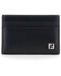 Fendi - Portacarte Con Placca Logo Ff Sul Fronte - Lyst