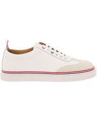 Thom Browne - Low Top Sneakers With Suede And Tricolor Detail - Lyst