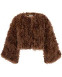 Yves Salomon - Short Shearling Jacket With Round Collar And Three - Lyst