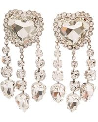 Alessandra Rich - Colored Heart-Shaped Clip-On Earrings With Crystal Pendants - Lyst