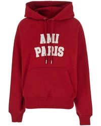 Ami Paris - Hoodie With Felt Embroidery And Long Sleeves - Lyst