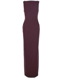 Solace London - Bordeaux Long Dress With Square Neckline And Cut Out On The Back - Lyst