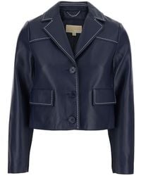 MICHAEL Michael Kors - Jacket With Notched Lapel — Lamb Leather - Lyst