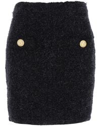 Balmain - Pencil Mini Skirt With Jewel Buttons - Lyst