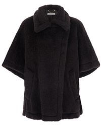 Max Mara - 'Tebe' Cape With Button Collar And Kimono Sleeves - Lyst