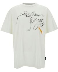 Palm Angels - T-Shirt Girocollo Con Stampa Logo Foggy - Lyst