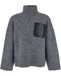 JW Anderson - Sweater With High Neck And One Front Patch Leather Pocket - Lyst