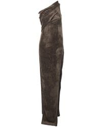 Rick Owens - 'Athena Arrowhead' Asymmetric Long Dress With Ruched Neckline And Side Single Slit - Lyst