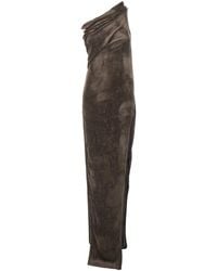 Rick Owens - 'Athena Arrowhead' Asymmetric Long Dress With Ruched Neckline And Side Single Slit - Lyst