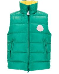 Moncler - Sleeveless Down Jacket With Logo Patch - Lyst