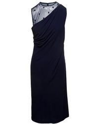 Givenchy - Midi Sleeveless Draped Dress With 4G Plumentis Trasparen - Lyst