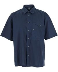 C.P. Company - Shirt With Classic Collar And Logo Lettering Embroidery On The Front - Lyst
