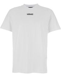 Versace - T-Shirt With Lettering Logo On The Front - Lyst