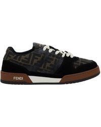 Fendi - Match Low-Top Ff Jacquard Fabric And Suede Sneakers - Lyst