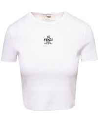 Fendi - Embroidered Cotton Crewneck Top - Lyst