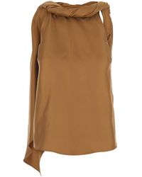 Loulou de Saison - 'Wilma' Crew Neck Top With Scarf Detail And Bac - Lyst