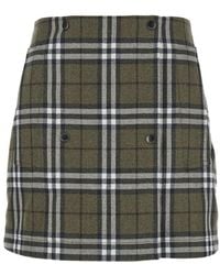 Burberry - Checks Mini Skirt - Lyst