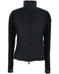 Moncler - Jacket With High Neck And Logo Patch On The Sleeve - Lyst