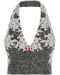 Markgong - Top With Halterneck And Floral Embroidery - Lyst