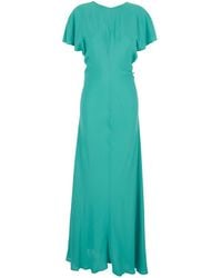Semicouture - Long Dress With V-Back Neckline And Tie Closure - Lyst