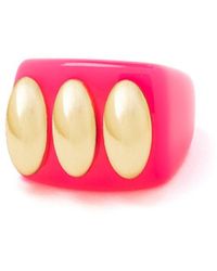 La Manso - Fluopink Knuckle Duster Ring With Oval Details - Lyst