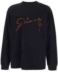 Givenchy - T-Shirt Girocollo Con Logo Lettering Sul Fronte E Maxi Stampa - Lyst