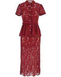 Self-Portrait - Midi Dress With Crystal Embellishments And All-Over Floral Embroidery - Lyst