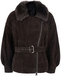 Blancha - Merino Shearling And Suede Jacket With 100% Suede And Ma - Lyst