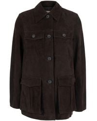 Semicouture - Penny Suede Jacket With Tech Fabric And Polyester Wo - Lyst