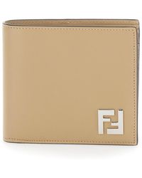 Fendi - Bi-Fold Wallet With Ff Plaque On The Front And Ff Motif - Lyst