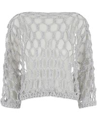 Antonelli - Swater With Open Knit Work - Lyst