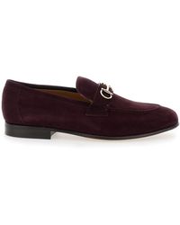 Ferragamo - Bordeaux Loafers With Gancini Plaque On The Front And Low Heel - Lyst