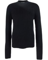 Dolce & Gabbana - Ribbed Knit Crewneck Sweater With Logo Patch On The Rear - Lyst