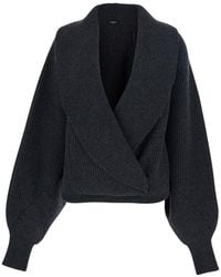 Balmain - Sweater With Weap Effect And Wide Revers - Lyst