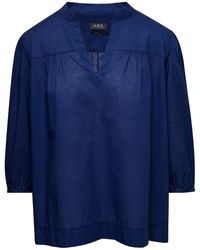 A.P.C. - 'Teresa' Blouse With Three-Quarter Sleeves - Lyst