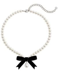 Self-Portrait - Necklace With Pearls And Bow - Lyst