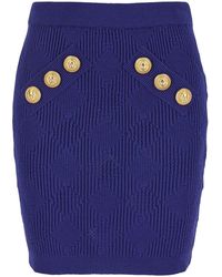 Balmain - Mini Skirt With Jewel Buttons - Lyst