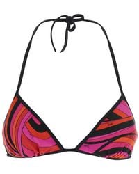 PUCCI - Fuchsia Bikini Top With Adjustable Tie Closure And All-Over Geom - Lyst