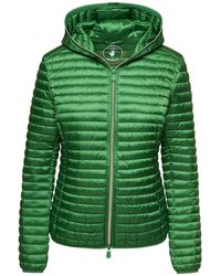 Save The Duck - 'alexa' Hooded Down Jacket With Logo Patch In Nylon - Lyst