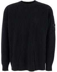 C.P. Company - Crewneck Sweater With Logo Plaque On The Sleeve - Lyst