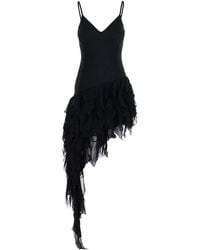 Blumarine - Long Asymmetric Dress Dress With Asymmetric V-Neck - Lyst
