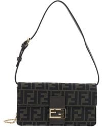 Fendi - Crossbody Bag With Leather Strap And Chain Strap - Lyst