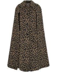 Federica Bonifaci - Coat With Wide Collar And All-Over Leopard Pri - Lyst