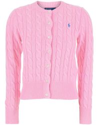 Polo Ralph Lauren - Cardigan Girocollo Con Ricamo Cavallino Sul Fronte E - Lyst