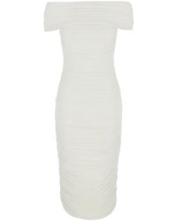 Norma Kamali - Dress With Square Neck And Ruching Design - Lyst