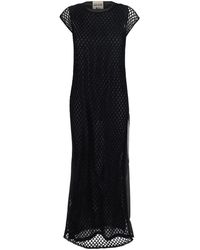 Semicouture - Abito Lungo Smanicato Con Design A Rete E Sottoveste Abbin - Lyst