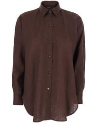 Le Plain - Linen Shirt With Classic Collar And Button Closure - Lyst