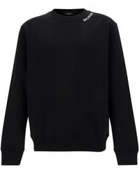 Balmain - Black Crewneck Sweatshirt With Contrasting Logo Lettering In Cotton Man - Lyst